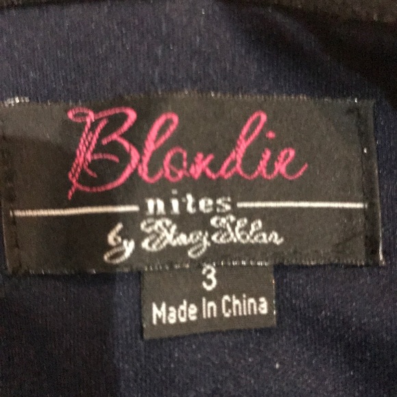 Blondie Nites Navy Open Back Embellished Gown - Picture 6 of 6